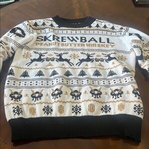 Skrewball Whiskey Sweater Holiday Christmas Drink Reindeer Peanut Butter Size L